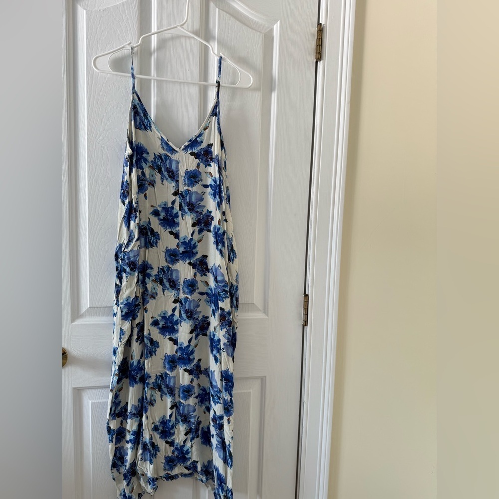 Lush Blue and White Floral Dress - Picture 1 of 5